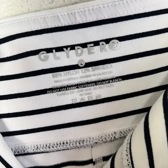 Glyder Striped Capri Leggings Lattice Hem Athleisure High Rise L - Picture 8 of 8